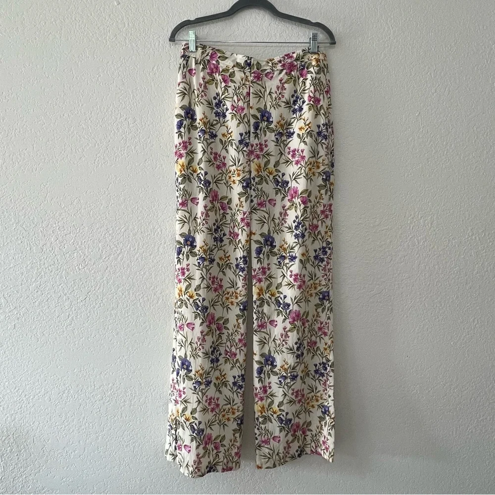 En Saison Valeria Trouser Floral Anthropologie Tencel Linen Blend Women’s Medium - Picture 2 of 8